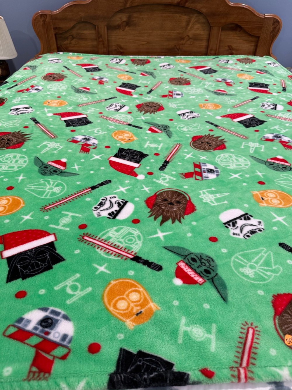 Star Wars Christmas Holiday Plush Fleece Blanket Grogu, Darth Vader, Chewbacca,